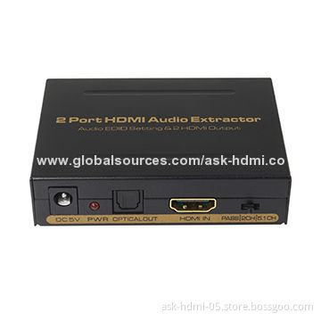 2-port HDMI Audio Converter, Uses 24-bit/192kHz DAC, 5V DC/1A Power Adapter